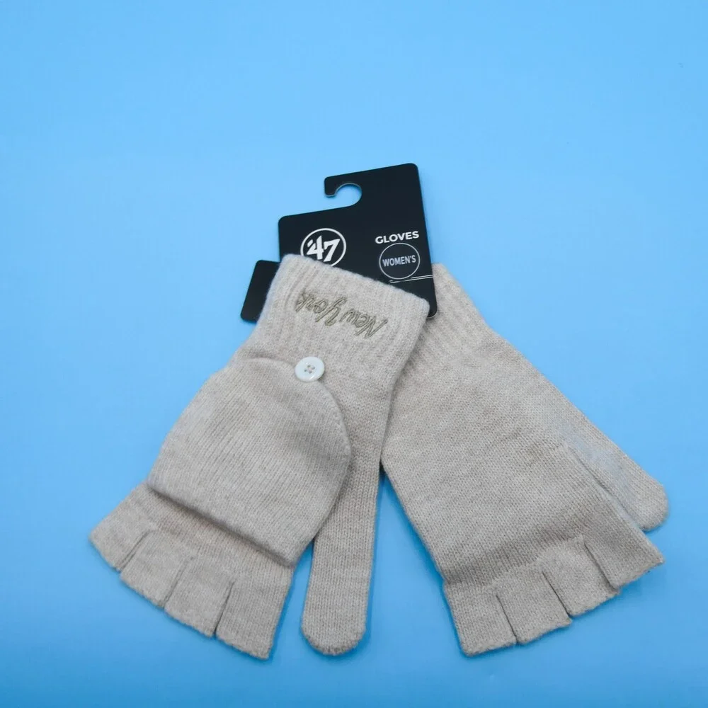 '47 Brand New York Giants Winter‎ Gloves Womens NBA Basketball Beige Open Finger